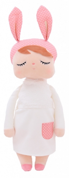 Handrová bábika Metoo XL s uškami v bielych šatičkách