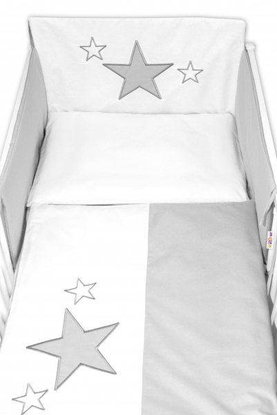 Mantinel s obliečkami Baby Stars – sivý