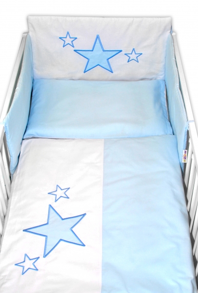 Mantinel s obliečkami Baby Stars – modrý