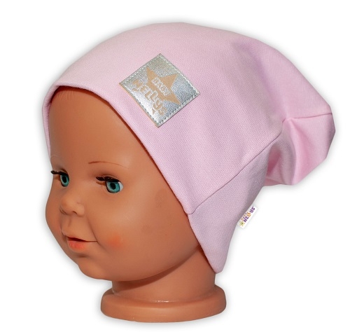 Baby Nellys Hand Made Detská funkčná čiapka s dvojitým lemom – sv. růžová