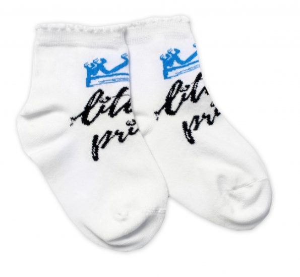 Baby Nellys Bavlnené ponožky Little prince – biele