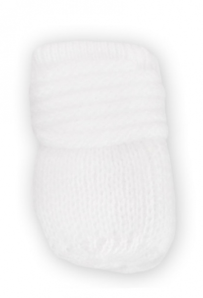 BABY NELLYS Zimné pletené dojčenské rukavičky – biele