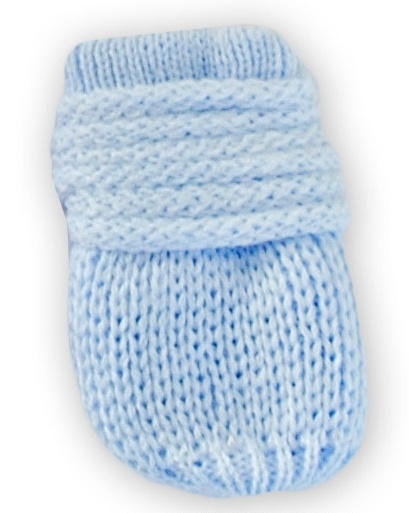 BABY NELLYS Zimné pletené dojčenské rukavičky – sv. modré