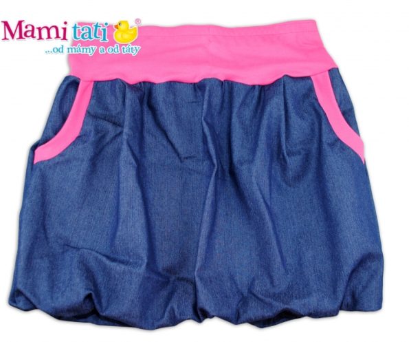Mamitati Balónová sukně NELLY  – jeans denim granát/ růžové lemy