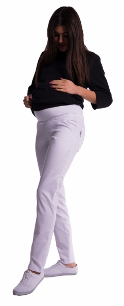 Be MaaMaa Tehotenské nohavice s mini tehotenským pásom – bielé
