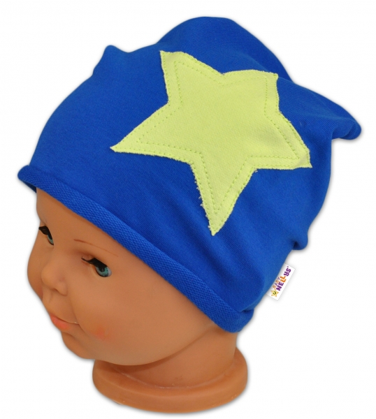 Bavlnená čiapočka s hviezdou Baby Nellys ® – tm. modrá
