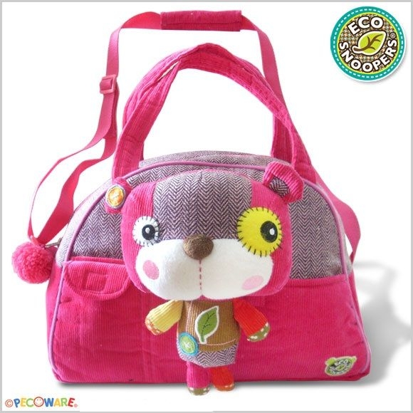 EcoSnoopers Štýlová detská taška Macko – růžový