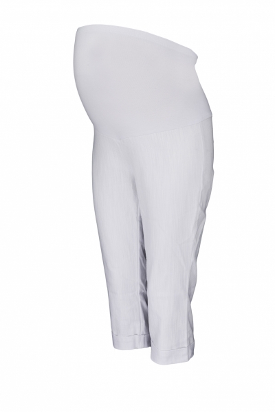Be MaaMaa Tehotenské 3/4 nohavice s elastickým pásom – biele