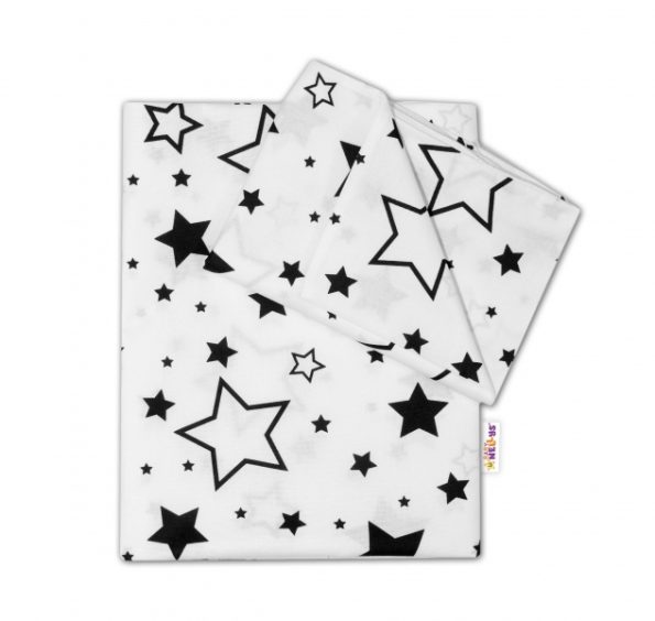 Baby Nellys 2-dielné s obliečkami – Čierne hviezdy a hviezdičky – biely