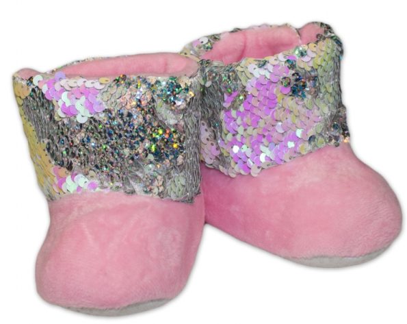 YO ! Zimné topánky/šľapky s flitryYO! – sv. ružové