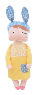 Handrová bábika Metoo XL s uškami v žltých šatičkách