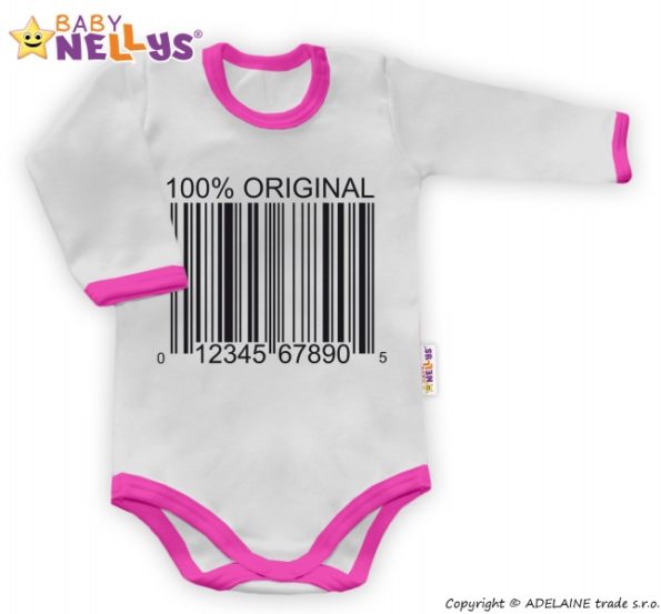 Baby Nellys Body dlhý rukáv 100% ORIGINÁL – sivé / ružový lem