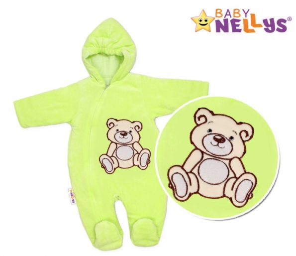 BABY NELLYS Kombinézka/overal Medvedík Teddy – zelená