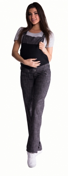 Be MaaMaa Tehotenské nohavice s trakmi – čierny melírek