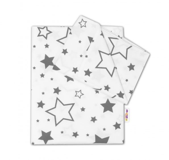 Baby Nellys 2-dielné s obliečkami – Sivé hviezdy a hviezdičky – biely