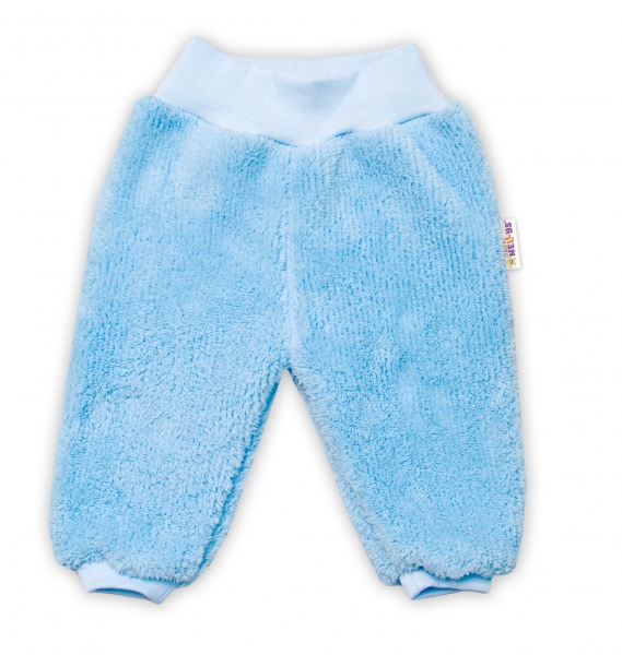 Baby Nellys Dojčenské chlupáčkové tepláčky Cute Bunny – modré