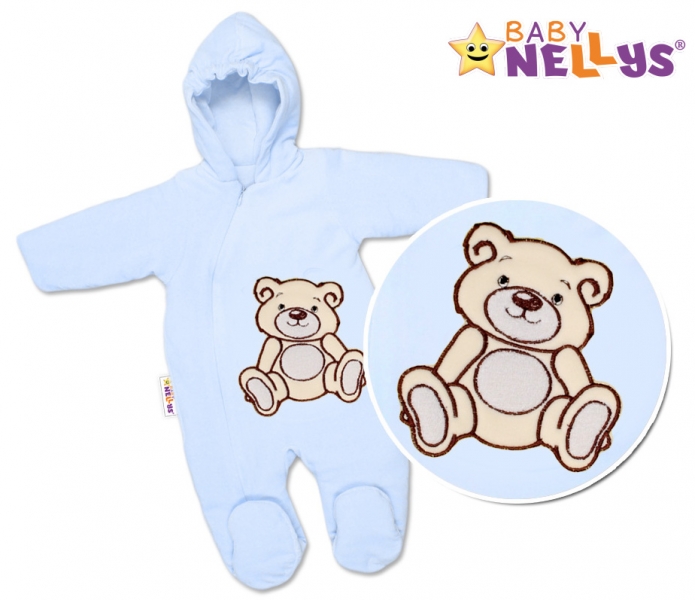 BABY NELLYS Kombinézka/overal Medvedík Teddy – modrá