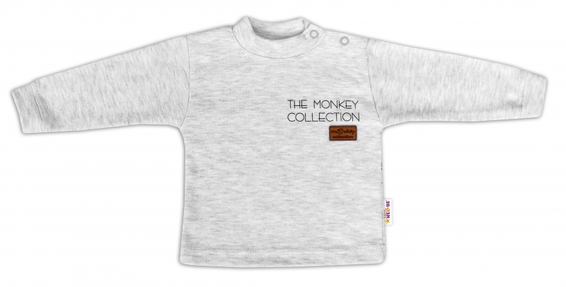 Baby Nellys Bavlnené tričko dlhý rukáv Monkey – sv. sivý melírek