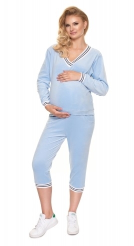 dojčiace velúrové pyžamo 3/4 – modré