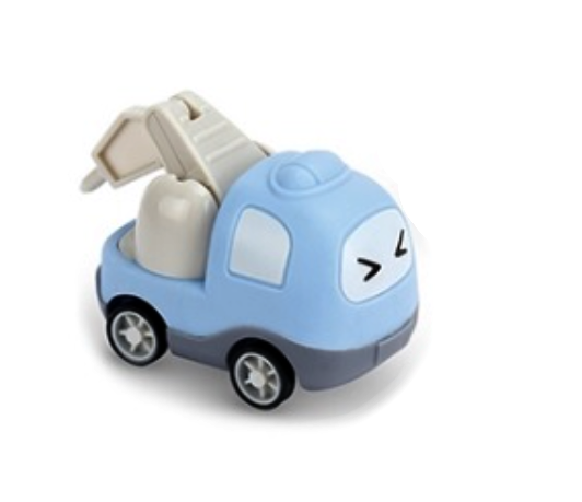 Stavebné mini autíčko na zotrvačník Tulimi – modré
