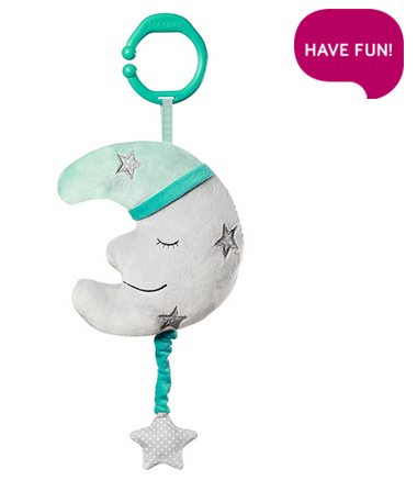 BabyOno Závesná plyšová hračka s melódiou – Happy Moon