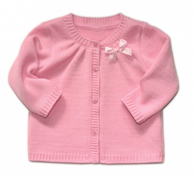 Dojčenský svetrík K-Baby s mašličkou – ružový
