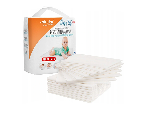 Jednorazové hygienické podložky Akuku Baby Soft – 15ks