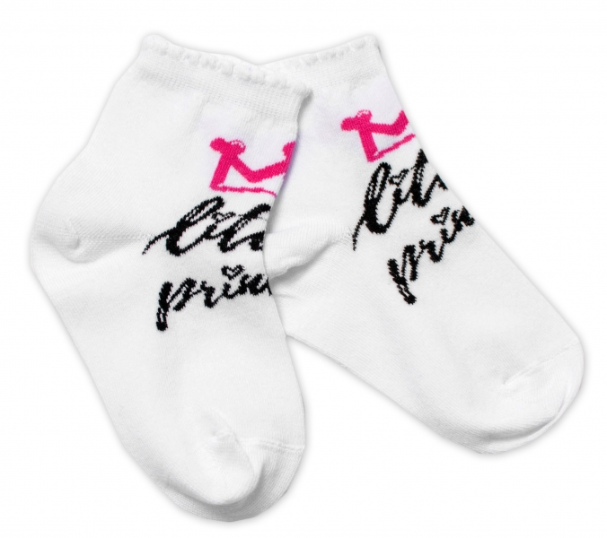 Baby Nellys Bavlnené ponožky Little princess – biele