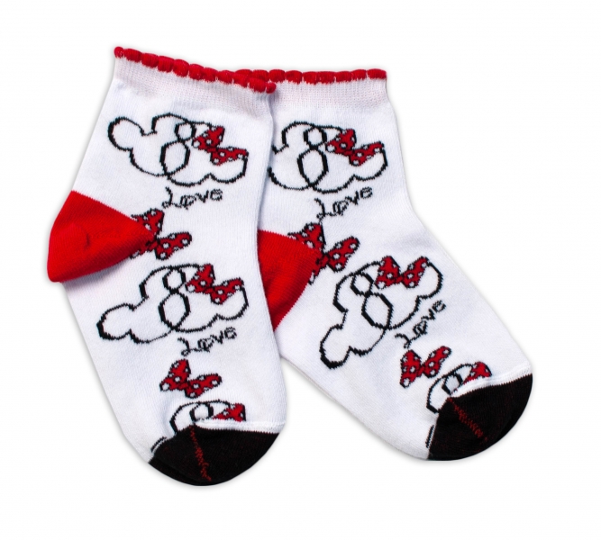 Baby Nellys Bavlnené ponožky Minnie Love – biele