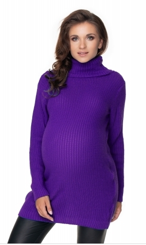 Be MaaMaa Dlhý tehotenský sveter – fialová