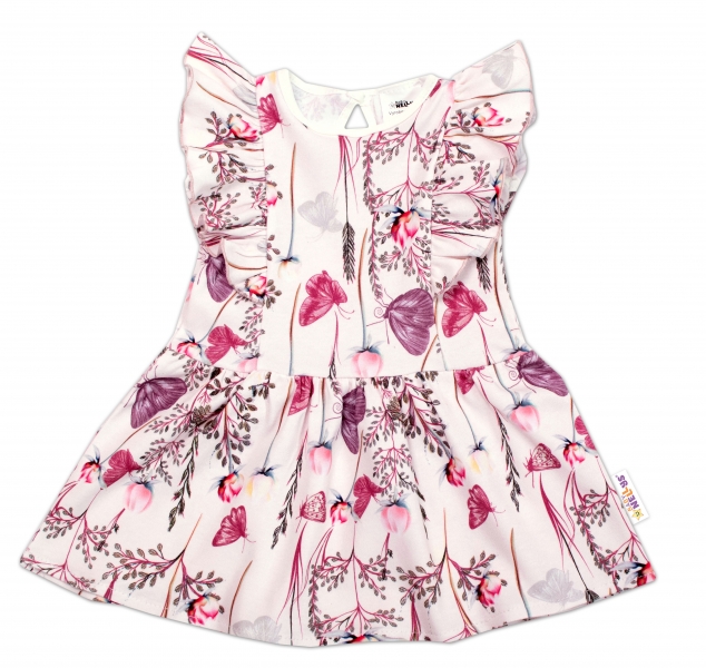 Baby Nellys Letné šaty s krátkym rukávom Motýliky – ružové