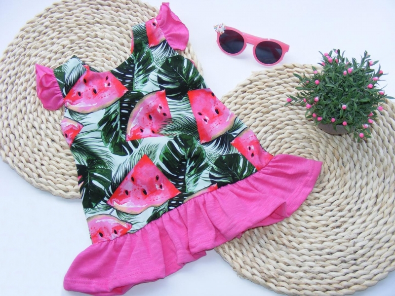 G-baby Letné šaty s volánikmi Melón – ružové