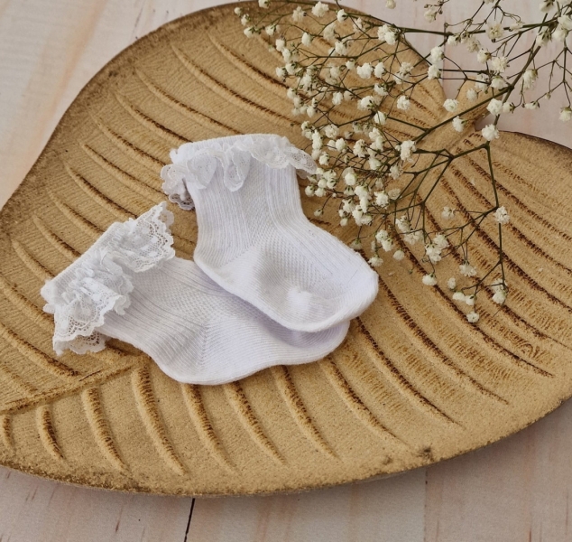 Dojčenské ponožky s čipkovým volánikom bavlna