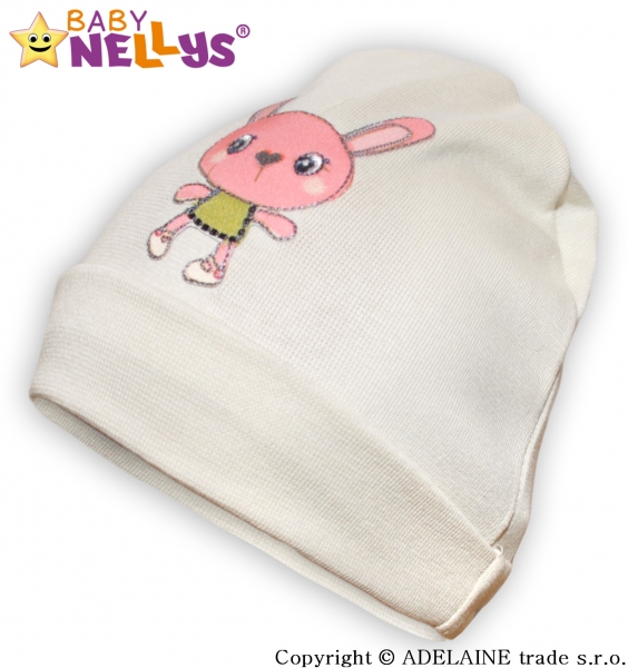 Bavlnená čiapočka Baby Nellys ® – béžová s zajačikov