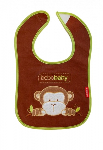 BOBO BABY Trojvrstvový bavlnený podbradník Opička – hnedý