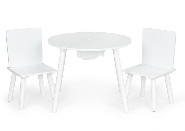 okrúhly stolček + dve stoličky ECO TOYS – biele