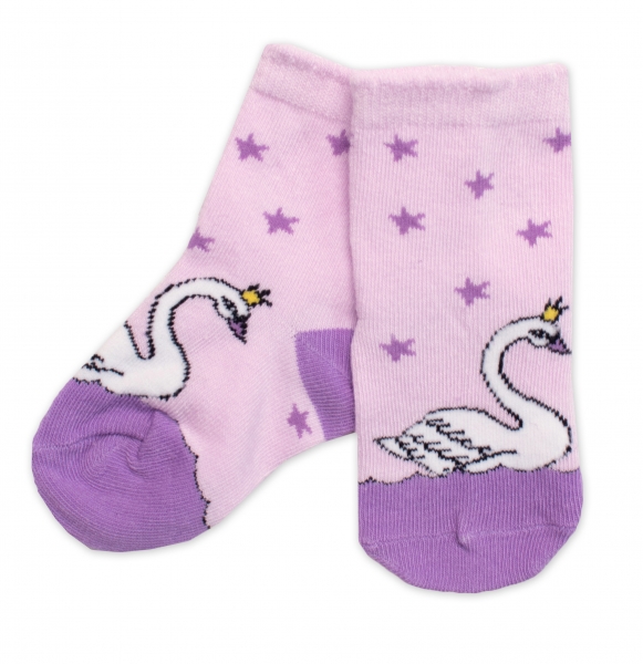 Detské bavlnené ponožky Labuť – lila