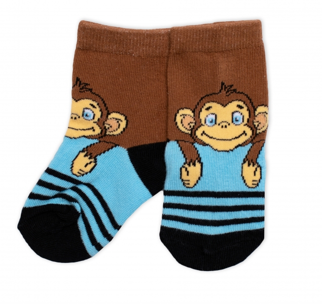 Detské bavlnené ponožky Monkey – hnedé/modré
