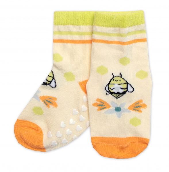 Detské ponožky s ABS Včielka – žlté