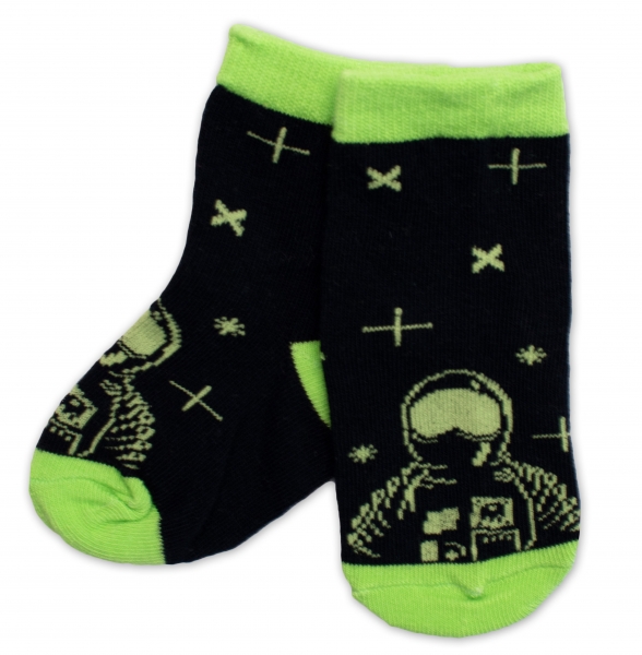 Detské bavlnené ponožky Kozmonaut – čierne
