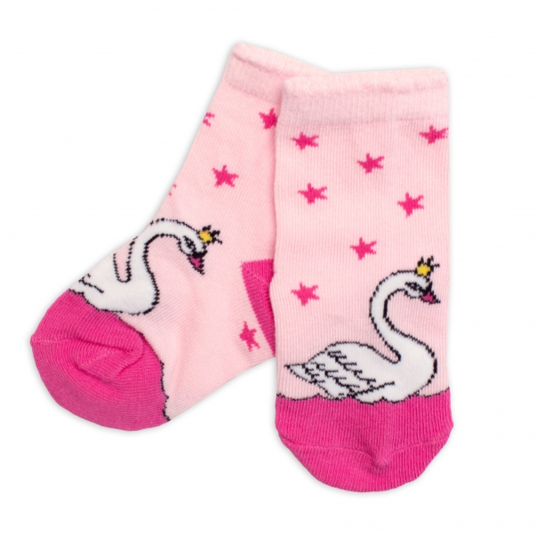 Detské bavlnené ponožky Labuť – ružové