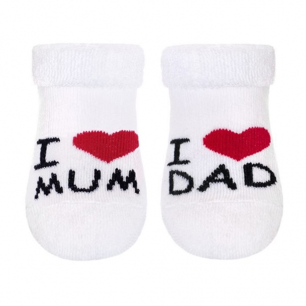 Dojčenské froté bavlnené ponožky I Love Mum & Dad