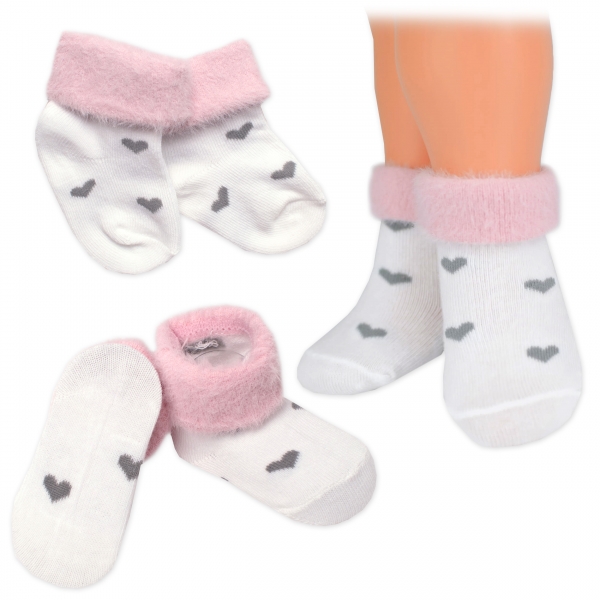 Bavlnené detské ponožky s chlpáčkovým lemom