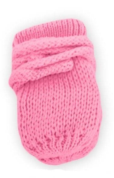 BABY NELLYS Zimné pletené dojčenské rukavičky – ružové/malinové