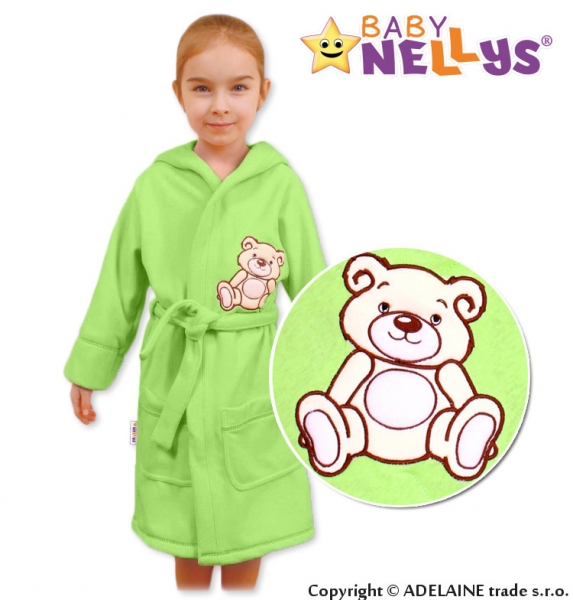 Baby Nellys Detský župan – Medvedík Teddy – zelený