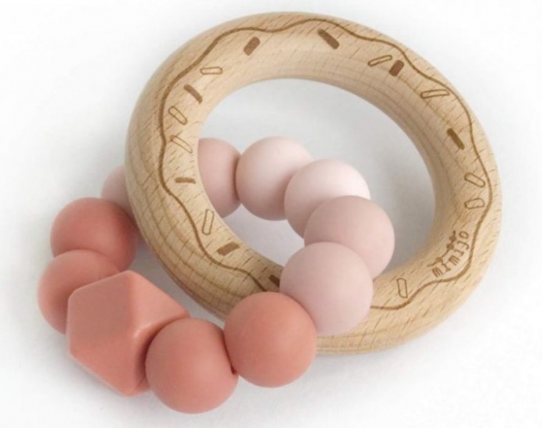 Mimijo Silikónové hryzátko Donut – ružové/pudrové